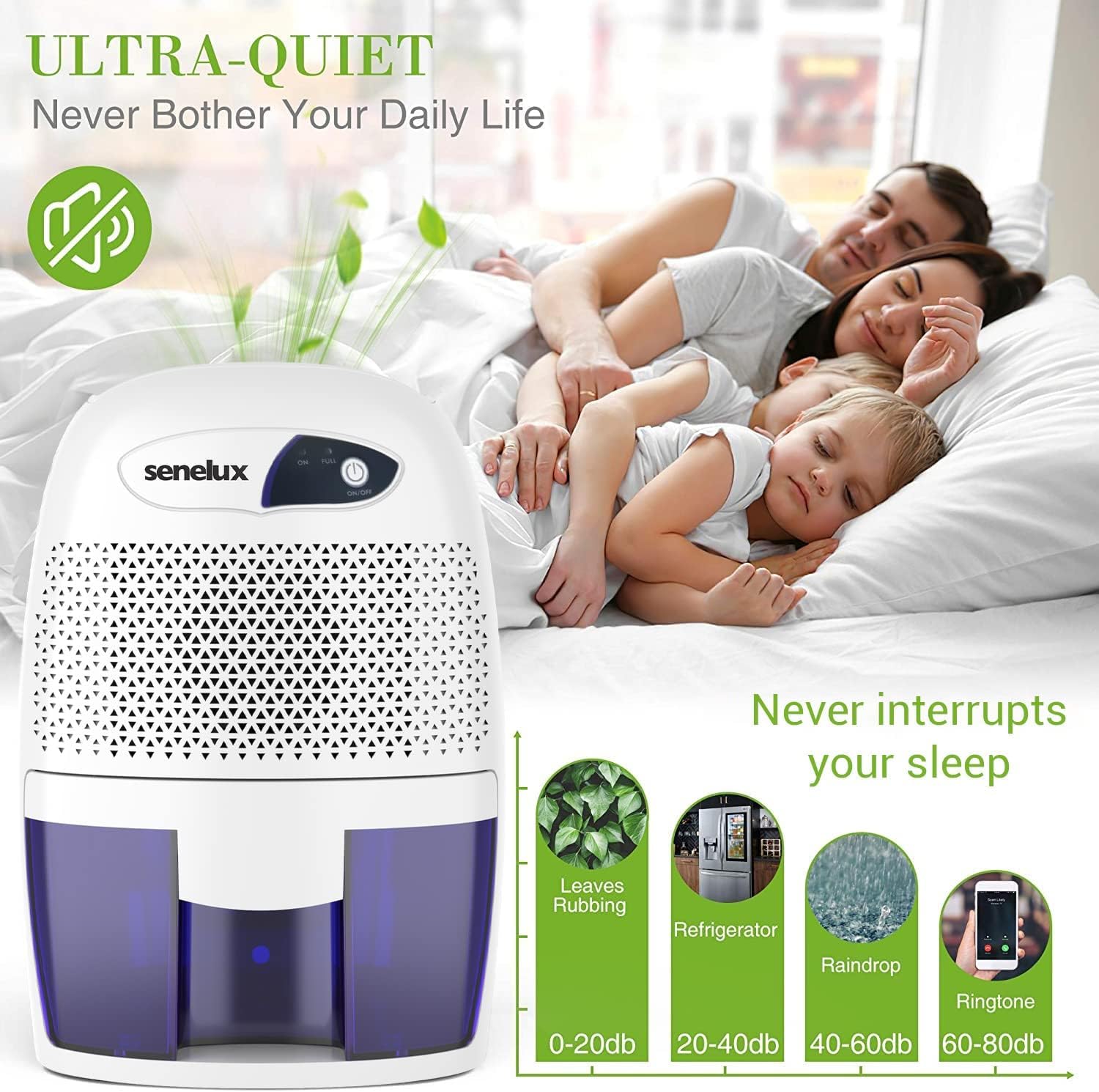 Senelux Powerful 500ML Mini Portable Best Quiet Air Dehumidifier Small Dehumidifier Efficient and Stable, Home Damp, Portable Moisture Absorber for