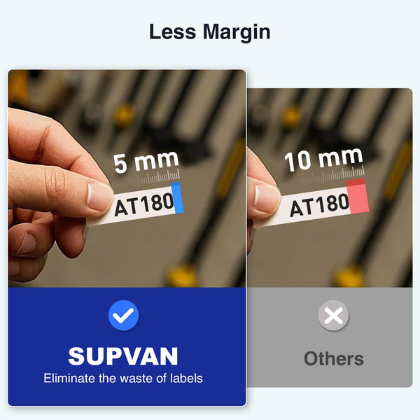 SUPVAN E11 Bluetooth Label Maker Machine with 4 Tapes, Support Keyboard & App with 40 Fonts and 450+ Icons, Rechargeable Inkless Labeler for Home, Kitchen, Office, School Organization, Black