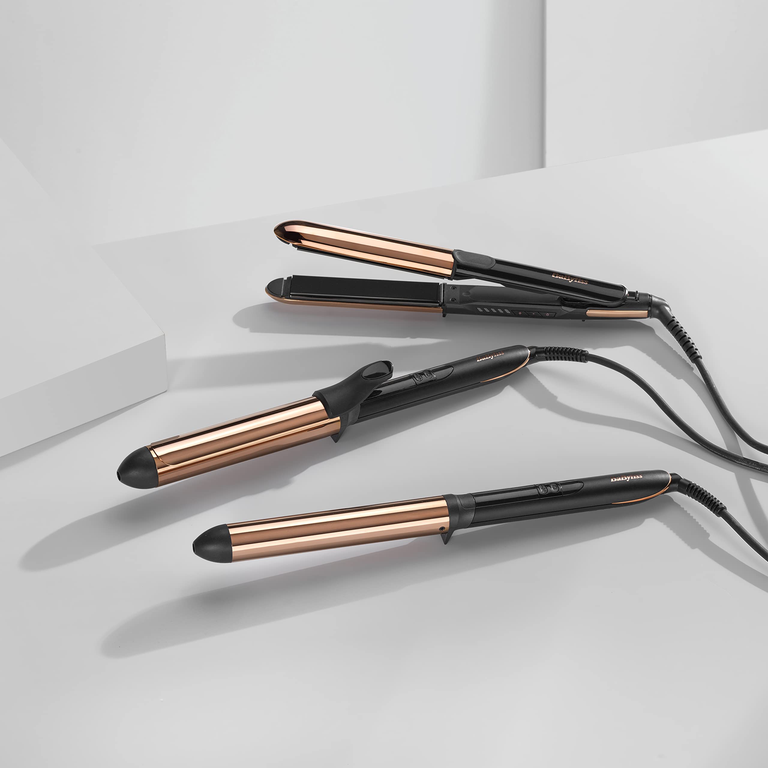 BaByliss Straight and Curl Brilliance Hair Straighteners - Curved Metal Design Easy Styling, Smoothing Titanium Plates, Ionic Anti-Frizz, Fast 15 Second Heat Up, 5 Heat Settings Up to 235°C, 2481U