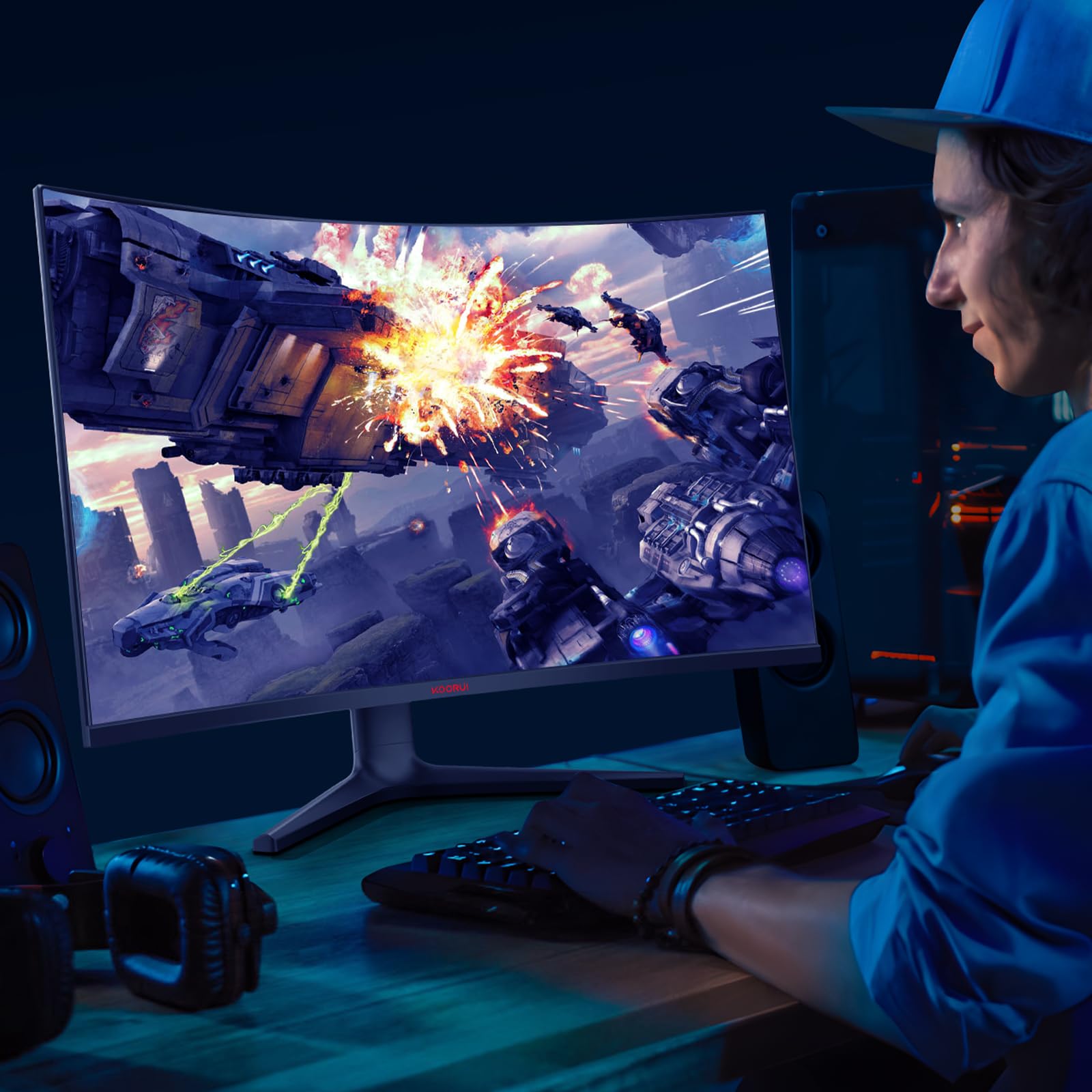 KOORUI 34 Inch Ultrawide Curved Gaming Monitor, 165Hz, WQHD 1440P, 1000R, MPRT 1MS, HDR 400, 2x HDMI 2.0, 1x DisplayPort 1.4, AdaptiveSync, Tilt/Height Adjustable, Black