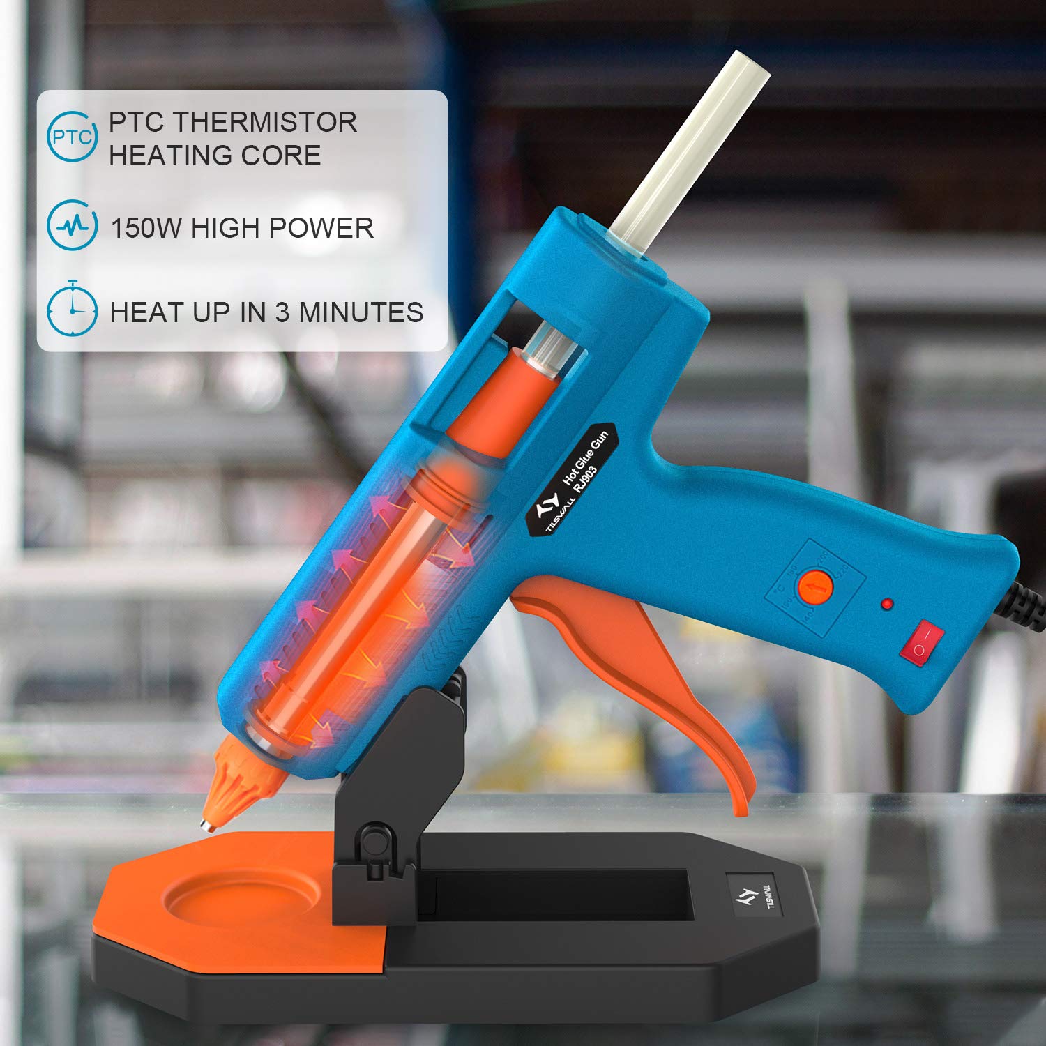 Tilswall Hot Glue Gun Kit, 50W Mini Melt Gun with 75pcs 130mm Glue Sticks for Crafting, DIY, Art, Sealing, Home Repairs, Cards, and Glass