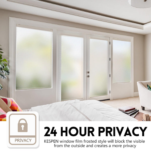KESPEN Frosted Window Film Privacy, Total Privacy Film For Glass Windows, No Glue Anti UV Static Cling Heat Blocking Film, 60 X 400 cm