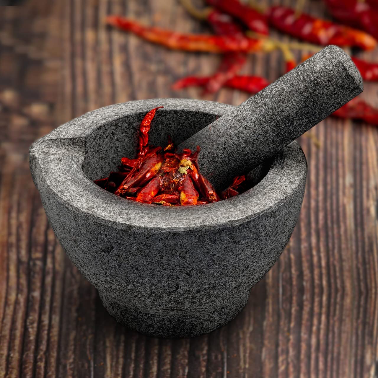 Classic Granite Pestle And Mortar With Spout By Silk Route Home