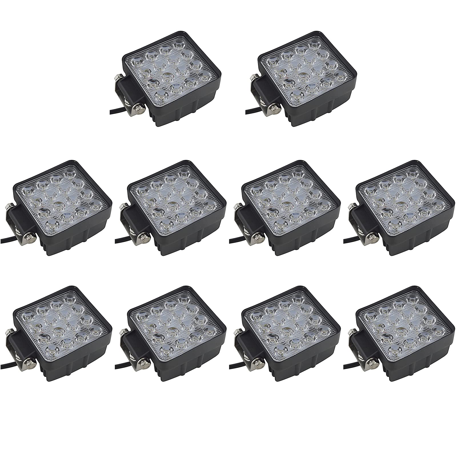 RIGIDON 2 Pcs Square Led Work Light, 4 inch 48W Spot Beam, 12V 24V Driving Lights Lamp for Car Off road Boat Truck 4x4 SUV ATV Tractors Excavator, 6000K White, Fog Lamp