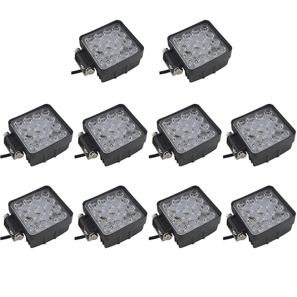 RIGIDON 2 Pcs Square Led Work Light, 4 inch 48W Spot Beam, 12V 24V Driving Lights Lamp for Car Off road Boat Truck 4x4 SUV ATV Tractors Excavator, 6000K White, Fog Lamp