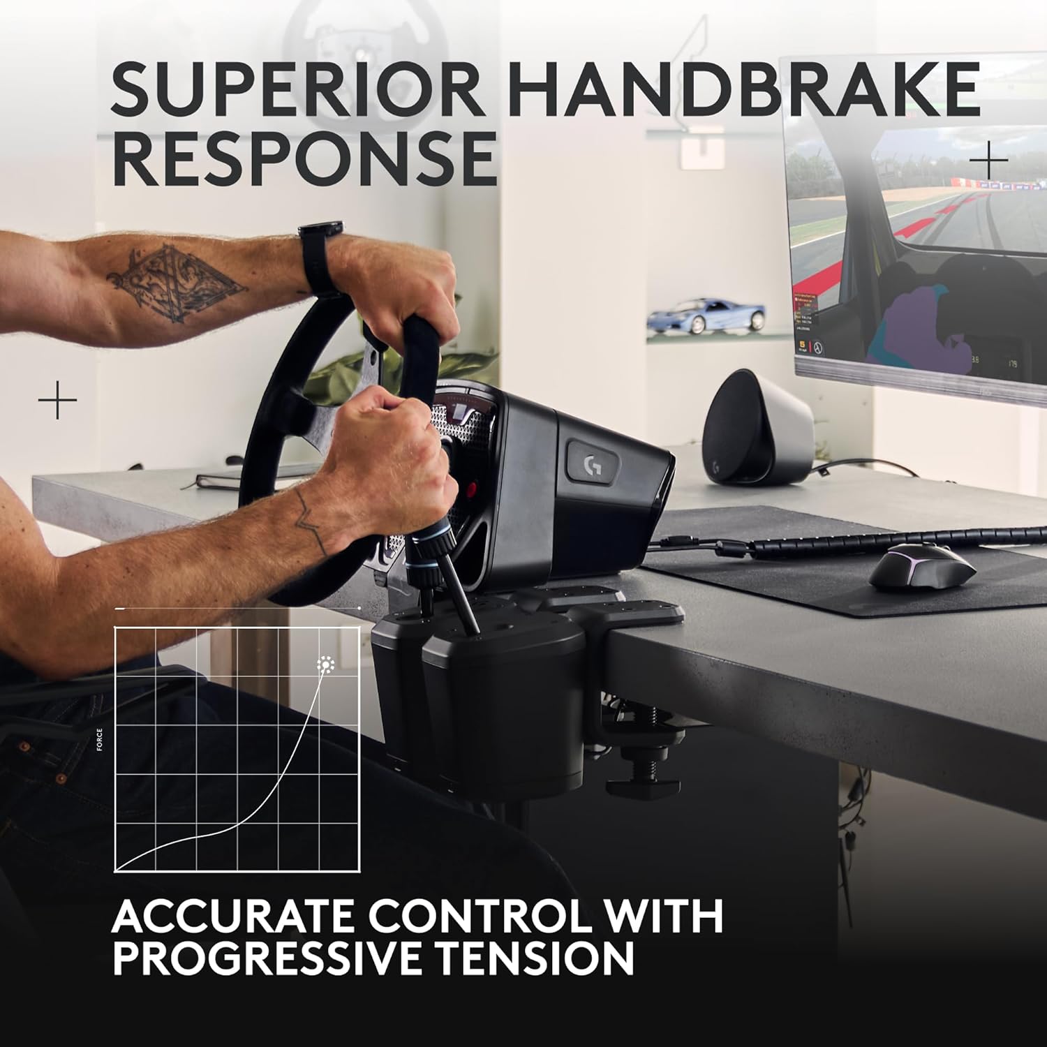 Logitech G RS Shifter and Handbrake With Easy Mode-Switching, Height-Adjustable Handle, and Table Clamp, for G and PRO Series Wheels, PS, Xbox, and PC Racing Units - Black