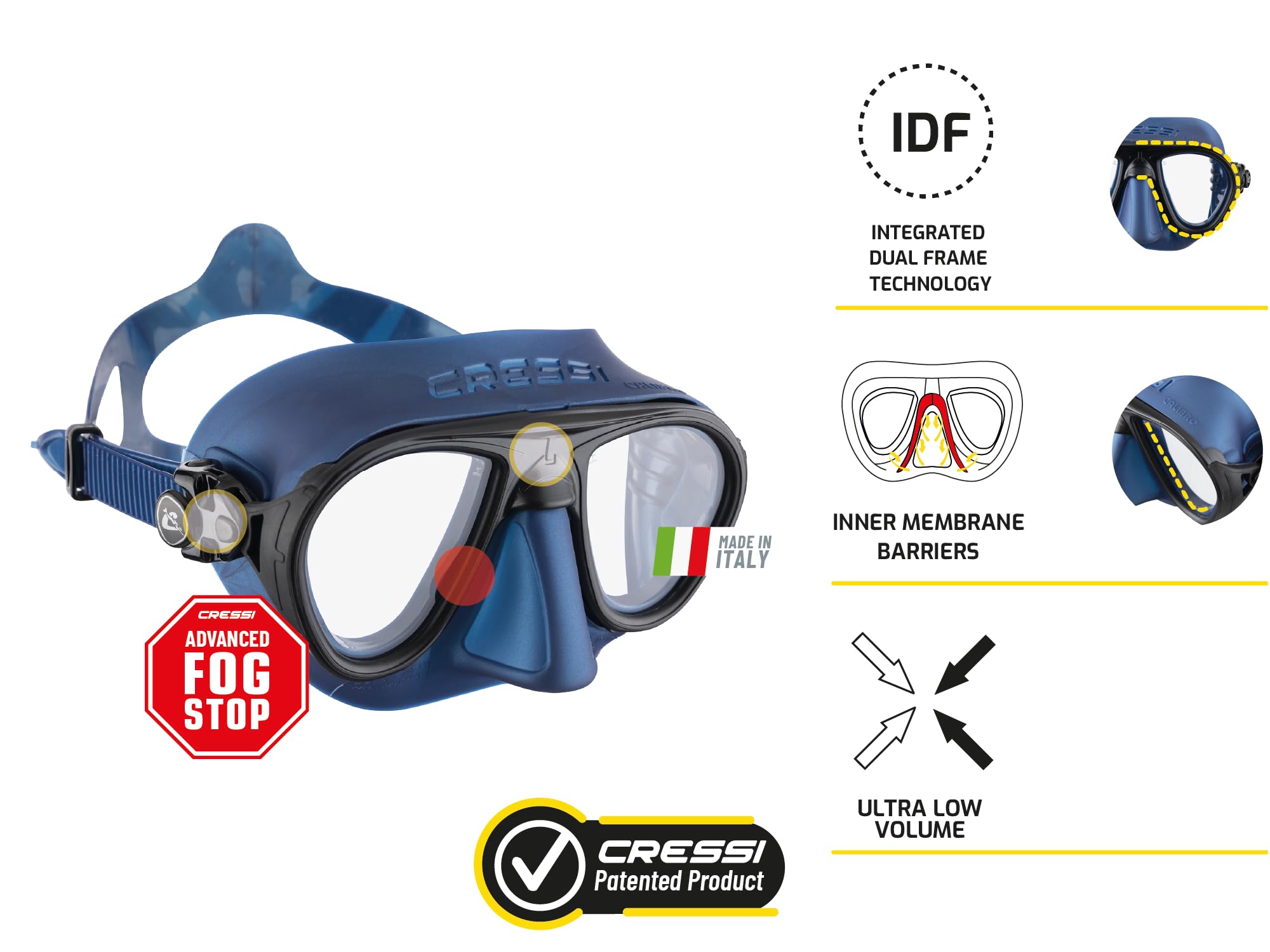 Cressi Calibro Professional Scuba Diving Freediving Mask with Anti Fog Technology