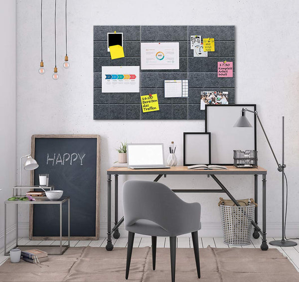 Uoisaiko Large 30x30cm Felt Board Tiles with 30 Pins, Pack of 6 Bulletin Board Notice Boards for Home Office Kitchen, Self Adhesive Pin Board Wall Tiles for Photos Memos