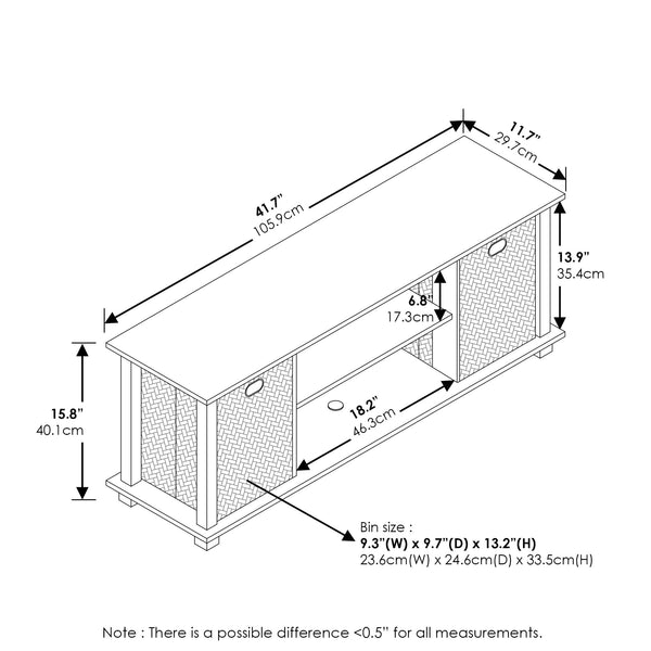 FURINNO TV Entertainment Center, 13054BK/BK, Black/Black, one size, 105.92 (W) x 40.13 (H) x 29.72 (D) cm
