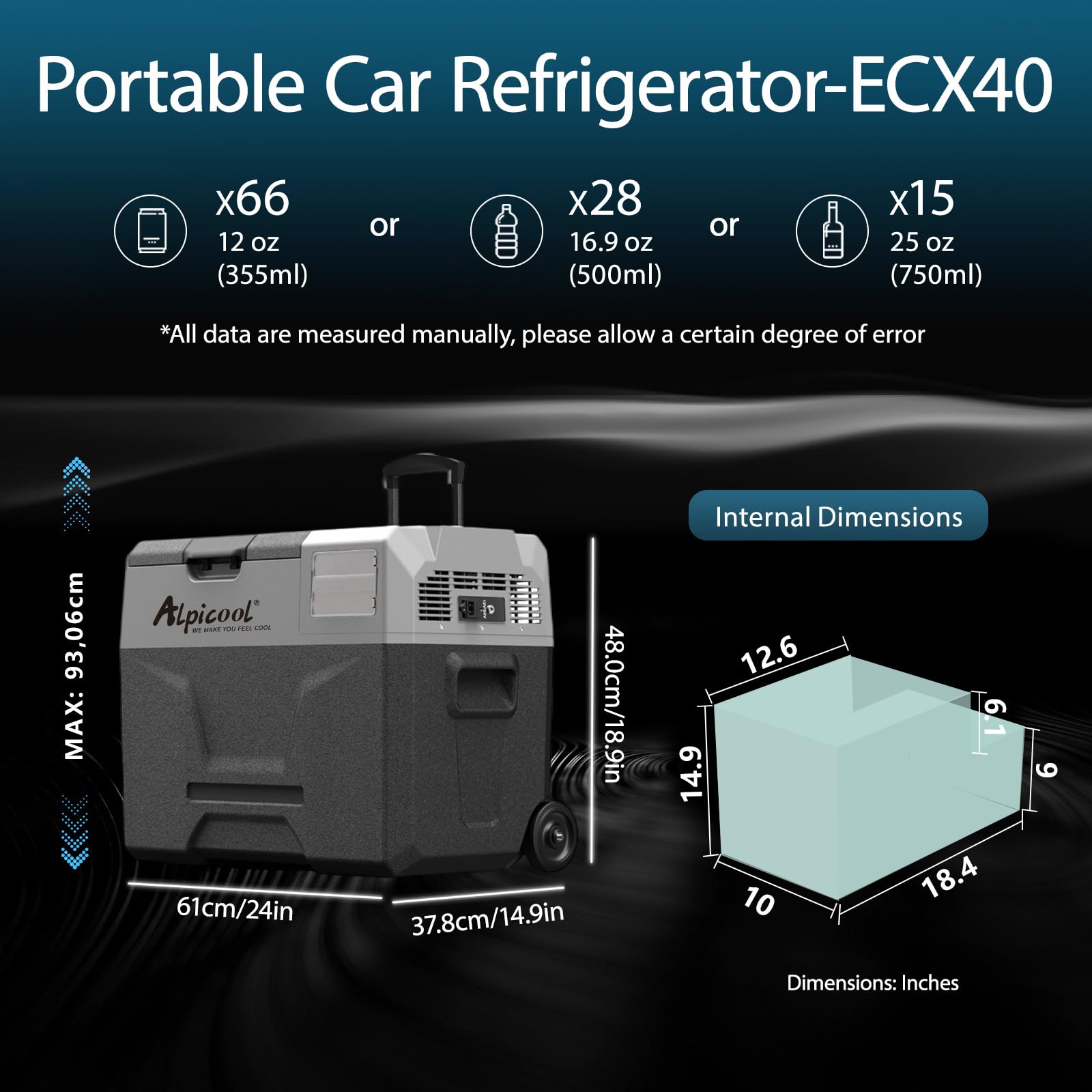 Alpicool CX30 30L Compressor Car Refrigerator, Portable Camping Fridge DC 12v Freezer for Truck, Campervan, RV, Boat, -20℃ to 20℃, with Telescopic Handle, USB Socket