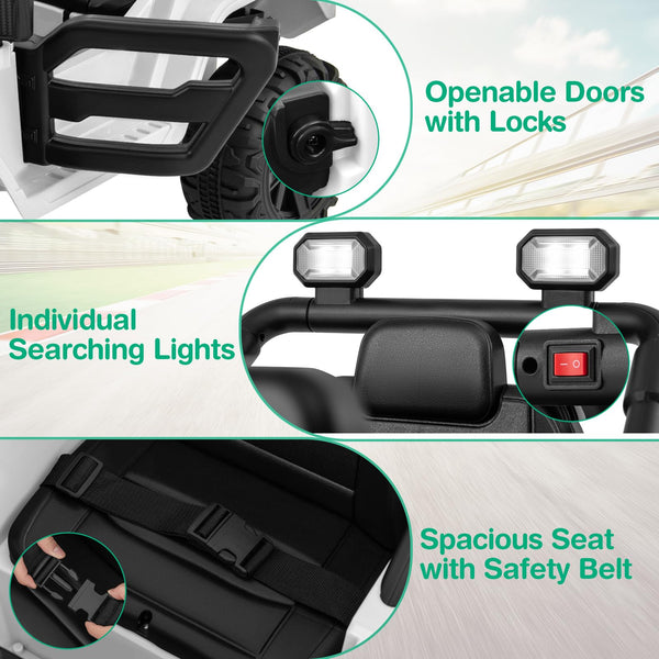 COSTWAY 12V Kids Ride on Car, 2 Motors Electric Off Road Truck with Remote Control, LED Lights, Music, Horn & Wireless Connection, Battery Powered Ride on Toy for Boys Girls (Black)