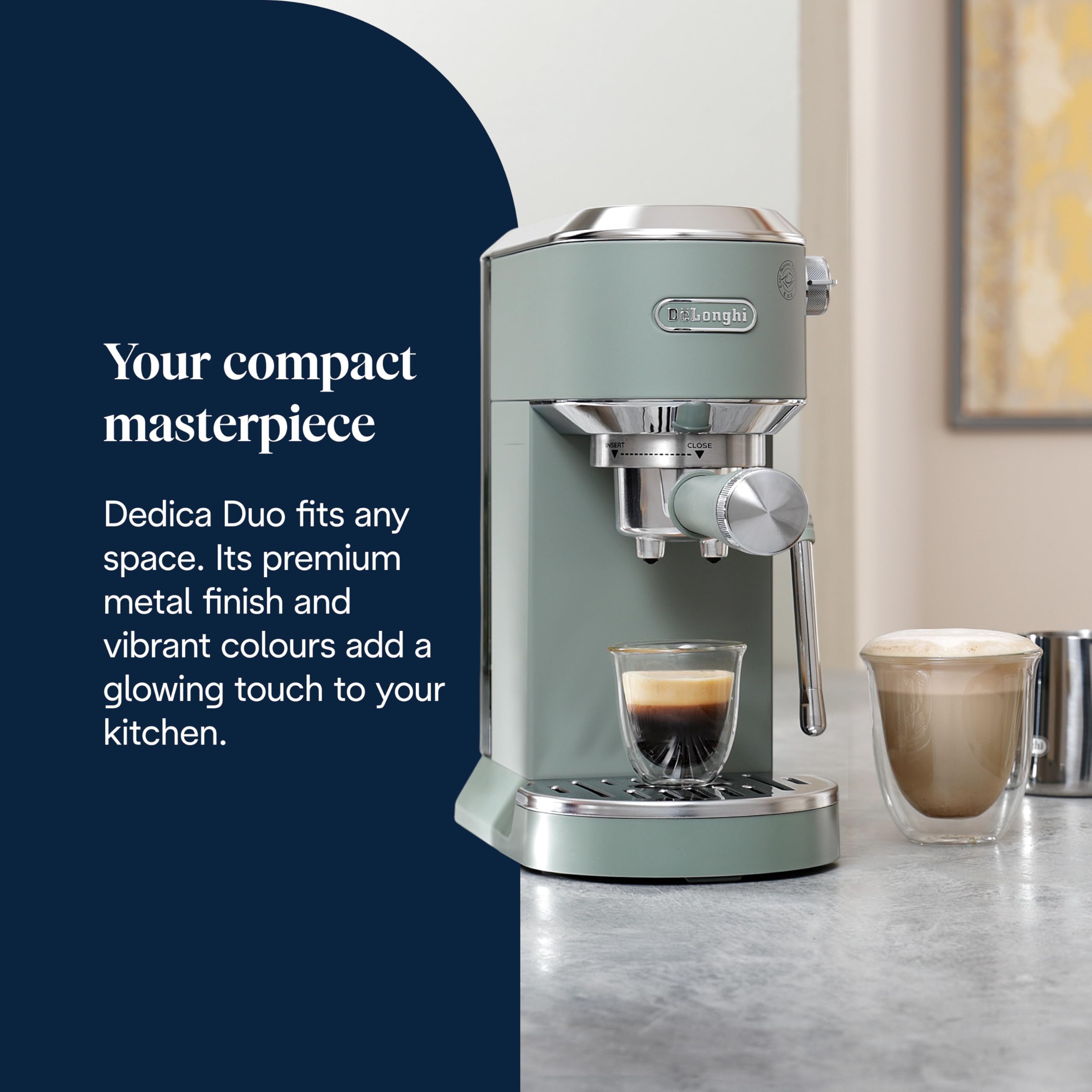 De'Longhi Dedica Style, Traditional Pump Espresso Machine, Coffee and Cappuccino Maker, EC685M, Silver