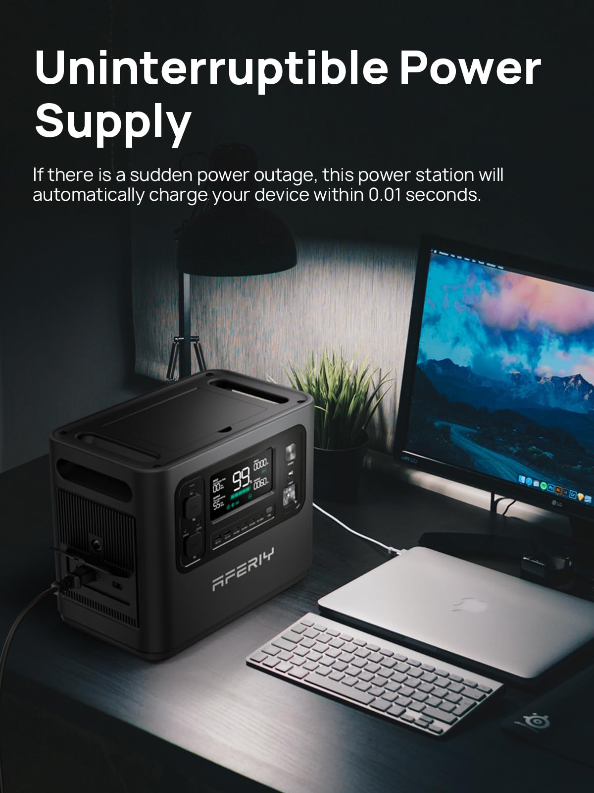 AFERIY Portable Power Station 800W, 512Wh Portable Power Station LiFePo4 Battery, 1-Hour Fast Charging, AC 220V-240V, UPS, 3500+ Charge Cycles, Solar Generator for Outdoor Camping/RV/Home Backup