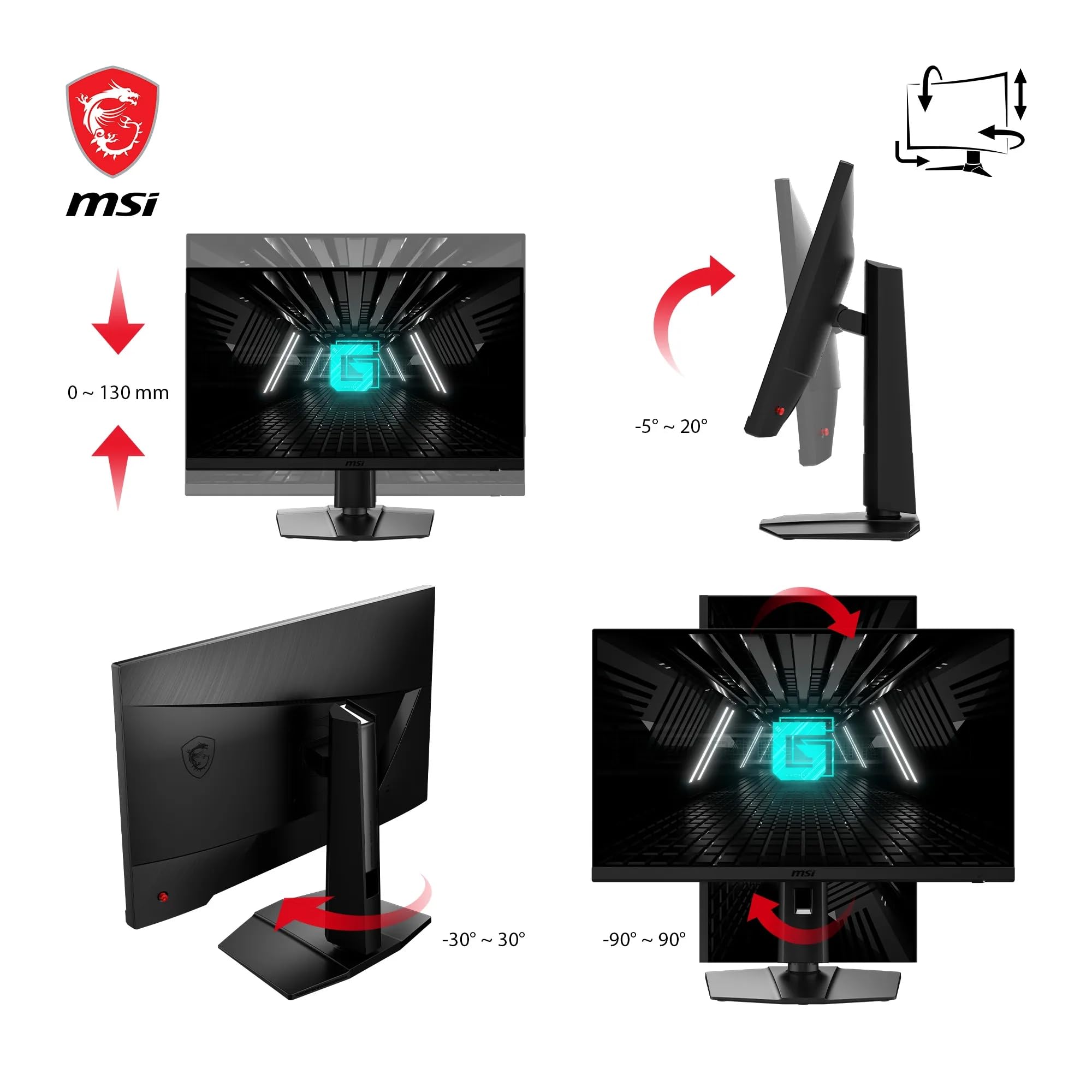 MSI G274F 27 Inch FHD Gaming Monitor - 1920 x 1080 Rapid IPS Panel, 180 Hz / 1ms, 134% sRGB Colour Gamut / G-SYNC Compatible- DP 1.2a, HDMI2.0 CEC