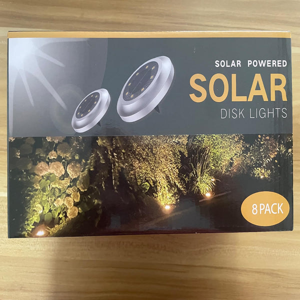 Solar Lights Outdoor Garden,600mAh Solar Ground Lights, 8 LED Solar Disk Lights for Garden Lawn Pathway Yard Landscape Walkway（8 Pack Bright White） ﻿