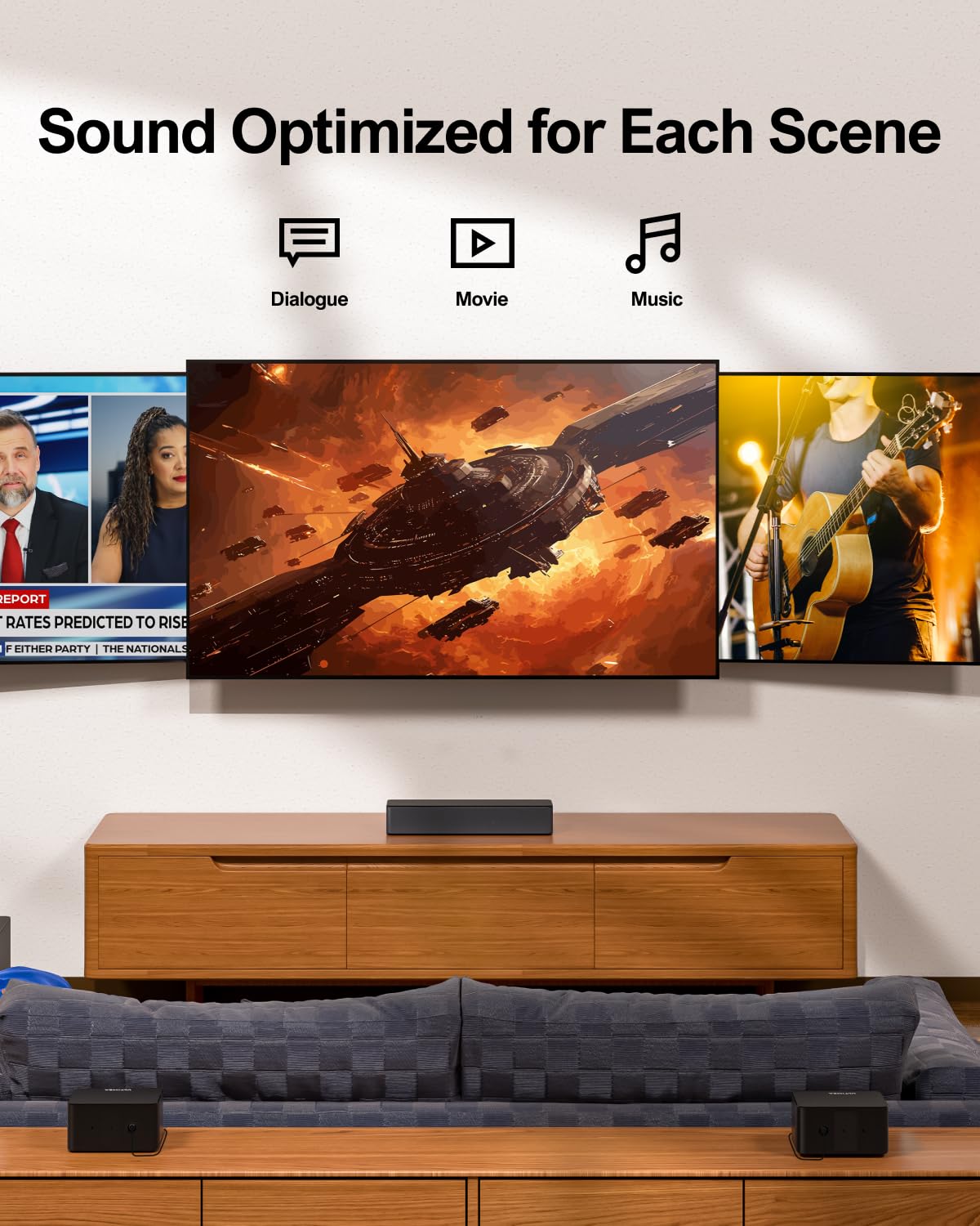 ULTIMEA 4.1ch Sound Bar for Smart TV with Subwoofer, App, Peak Power 200W, 2-in-1 Detachable Bluetooth 5.3 Soundbar, Bass Adjustable, 3 EQ Modes TV Sound Bar, ARC/Optical/Aux, Apollo S50 2025 Version