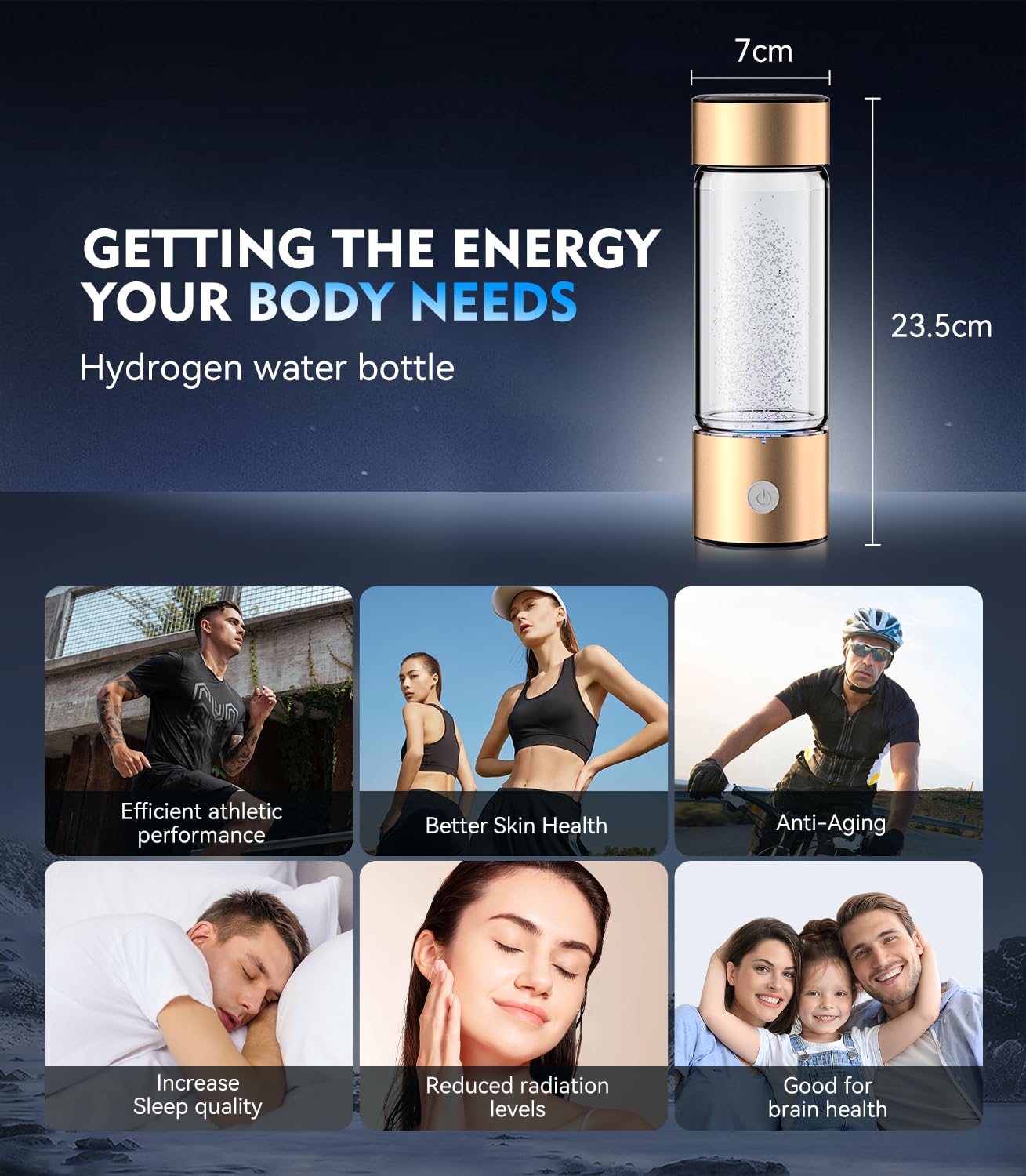 Upgrade 3-in-1 Hydrogen Water Bottle Generator - Industry TOP - 24-Hour Hydrogen Lock | 0 Chlorine & 0 Ozone | 100% Leak-Proof Seal, Hydrogen Water Bottle Generator