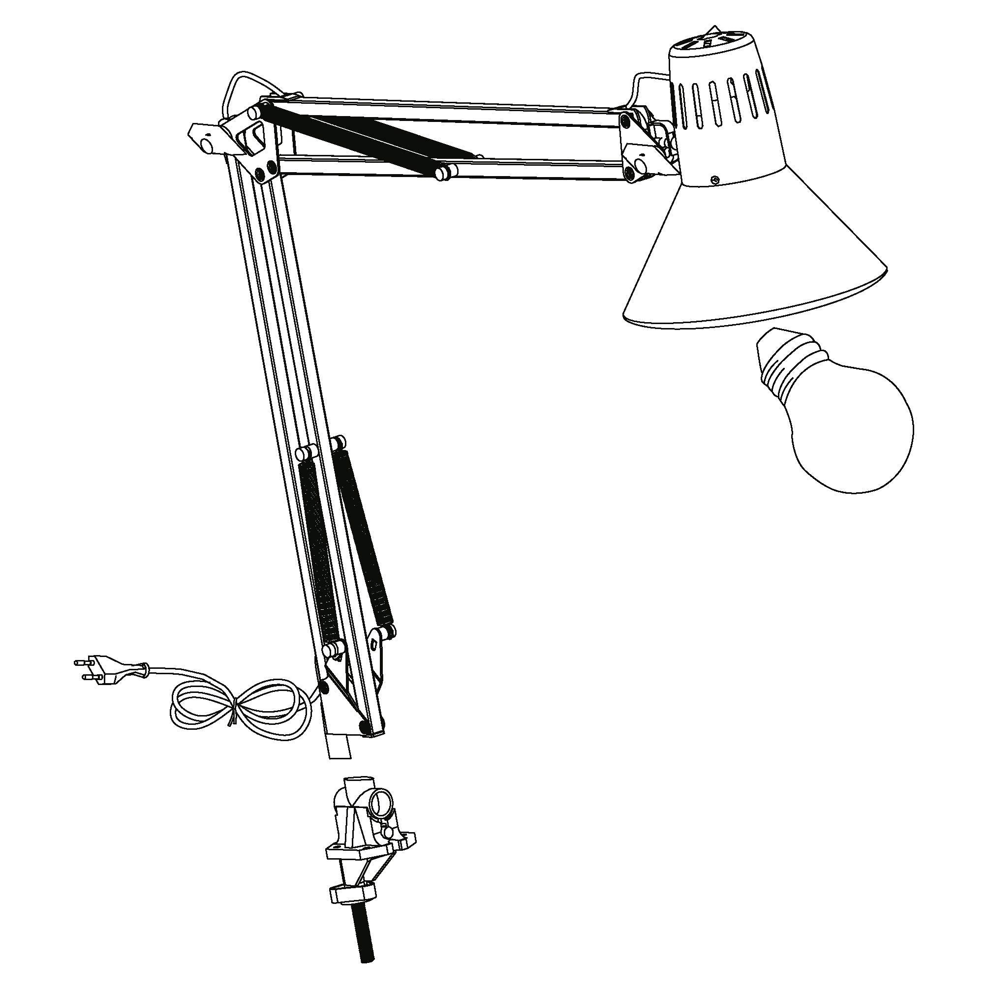 Eglo E27 Modern Silver Adjustable Clip on Desk Light 'FIRMO'