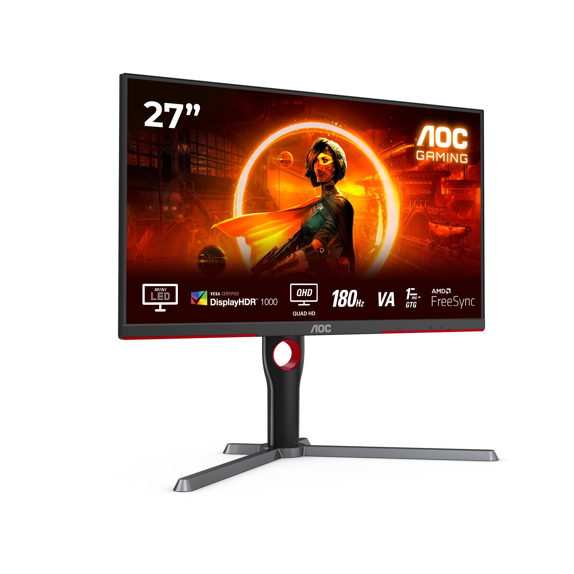 AOC Gaming 25G3ZM/BK - 24.5" 240Hz FHD Monitor, 0.5ms MPRT, FreeSync Premium (1920x1080, HDMI 2.0 x 2, DisplayPort 1.2 x 1, Headphone out (3.5mm)) black/red