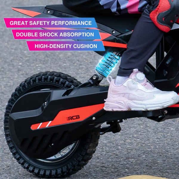 RCB R9X Electric Motorcycle Kids, 12 inch Pneumatic Tires, Ride On Electric Motorcycle with Powerful Motor, 3 Speed Modes 8/12/25KMH, Range 15KM, Moto Crossbike Kids from 3-12years