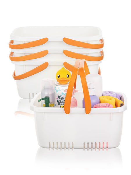 Cetomo Shower Caddy Basket, Plastic Shower Organiser with Foldable Handle, Portable Storage Box with Drainage Holes for Bathroom, Kitchen, Dorm,