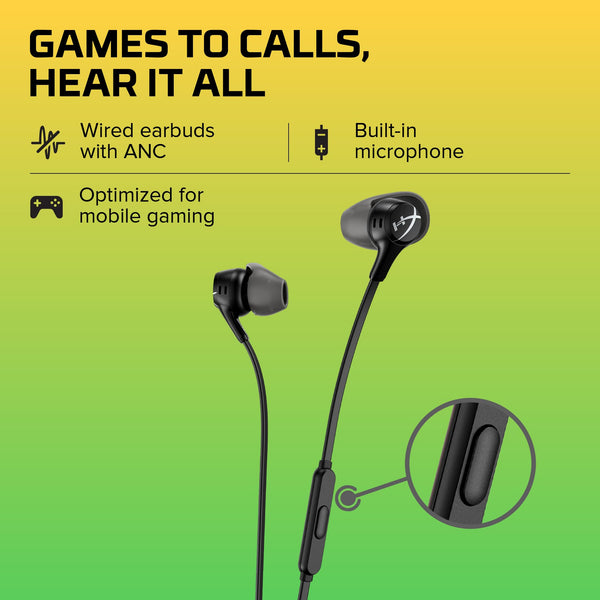 HyperX Cloud Earbuds II - Wired Gaming Earbuds 14mm Driver Built-in Microphone | 4 Ear Plug Sizes | 3.5mm Connector | Hard Case | PC, Console & Mobile Compatibility | Red