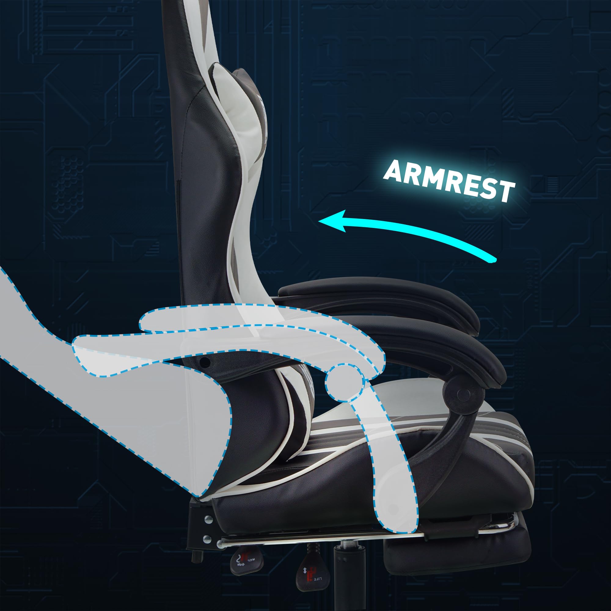 Play haha.Ergonomic reclining seat with footrest adjustable headrest and lumbar cushion high back support padded armrests PU leather finish for gaming home or office use