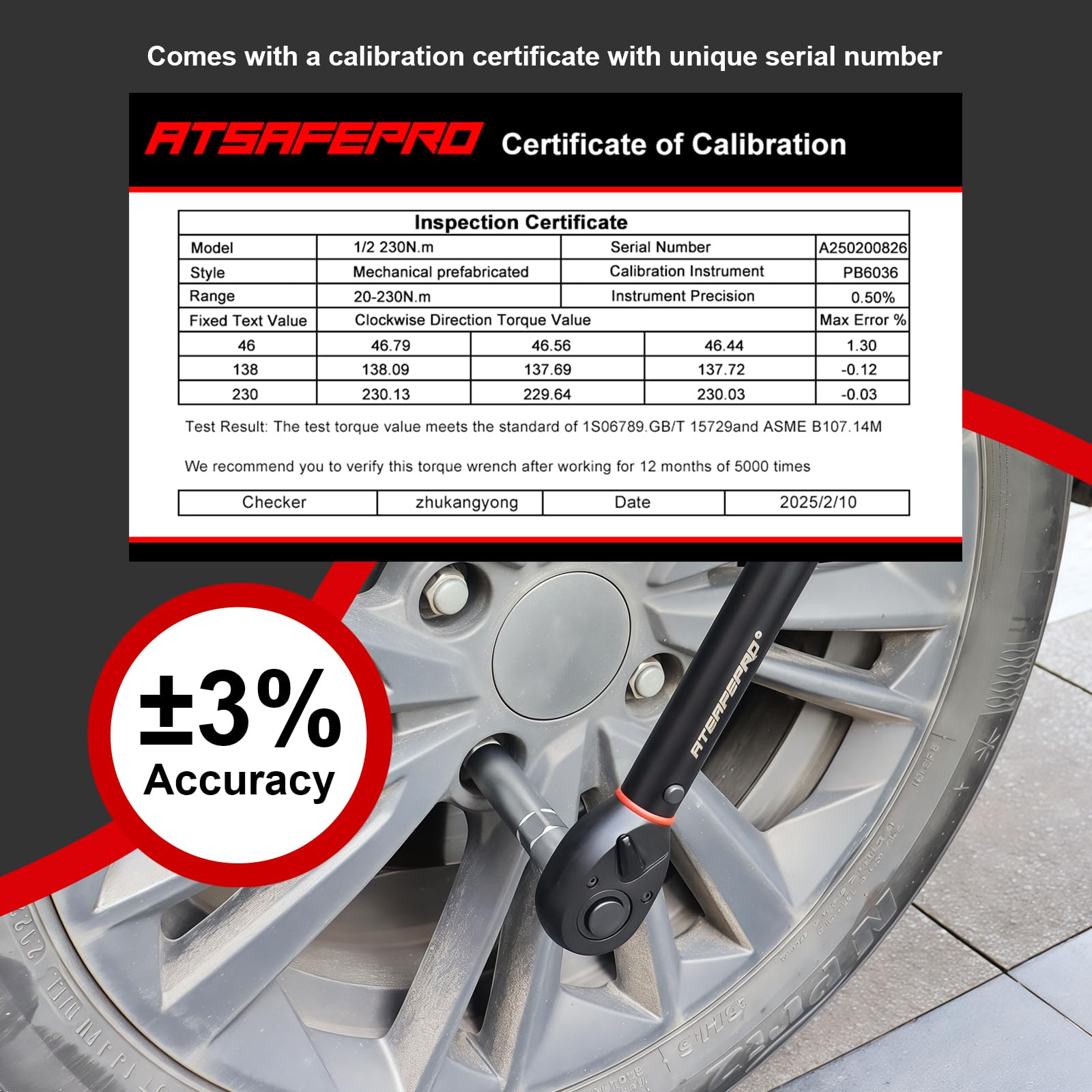 ATsafepro Torque Wrench 3/4 Inch, 100-600 Nm Torque Wrenchs, ±3% Error Accuracy with 48 Teeth Dual-Direction Adjustable for Repair of Car, Truck, Tractor