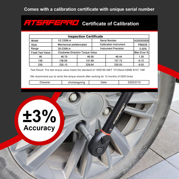 ATsafepro Torque Wrench 3/4 Inch, 100-600 Nm Torque Wrenchs, ±3% Error Accuracy with 48 Teeth Dual-Direction Adjustable for Repair of Car, Truck, Tractor