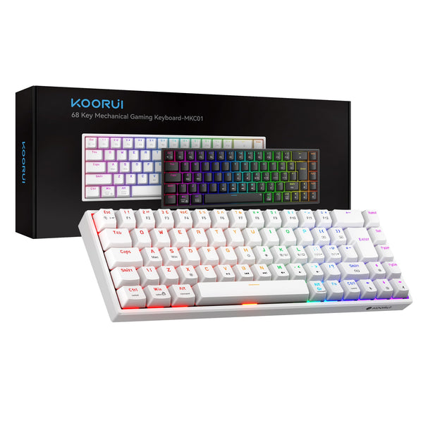 KOORUI 60% Mechanical Gaming Keyboard, Mixed Colors LED Backlit Ultra-Compact 69 Keys, Mini Wired Keyboard with Blue Switch for Windows Laptop PC/Mac OS/Xbox-BLACK(Blue Switch)