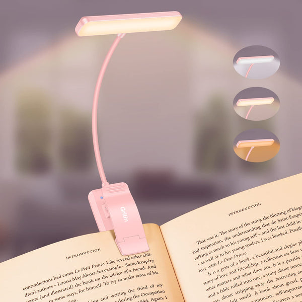 Gritin 19 LED Book Light, Reading Light Book Lamp for Reading at Night with Memory Function, 3 Eye-Protecting Modes -Stepless Dimming, Long Battery Life, 360° Flexible Lamp for Bed,Tablet