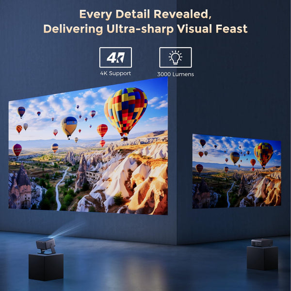 【Netflix Officially & Dolby Audio】Smart 4K Projector, Auto Focus & Keystone, AMEELA 30000 Lumens 1080P Portable Movie Projector with WiFi and Bluetooth, 100,000+ Apps for Indoor/Outdoor