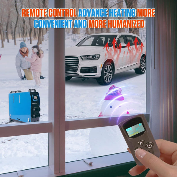 12V 5KW Diesel Air Heater Portable and Convenient Integrated Parking Heater Heating All-in-one 4 Hole with Remote Control and LCD Monitor for Car Trucks Bus RV and Trailer with Adapter