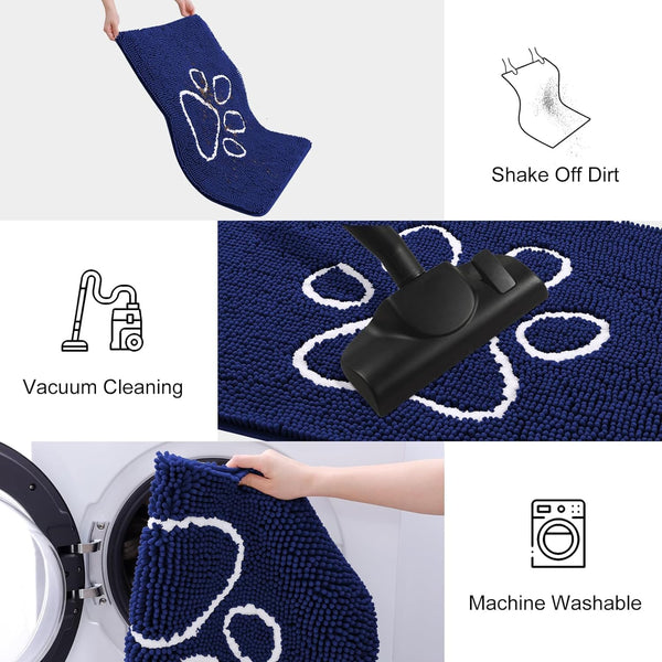 Homaxy Dog Door Mats Indoor, Super Absorbent Non Slip Doormats, Soft Chenille Floor Mat, Machine Washable Entrance Rug for Dogs Muddy Paws, Muddy Wet