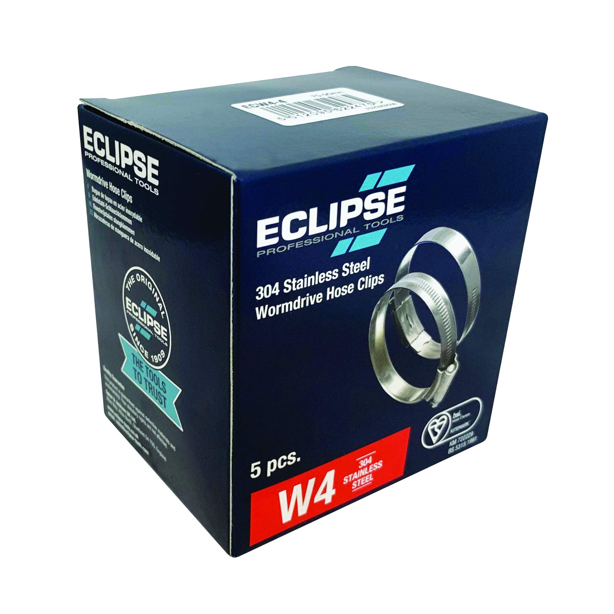 Eclipse Professional Tools ECW1-2A W1 Box of 10 35-50mm (1 ⅜" - 1 ¾") Mild Steel Worm Gear Hose Clamps