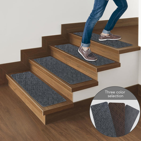 Triceratops 20cmx76cm (14-Pack) Stair Treads Carpet Non-Slip, Indoor Stair Runners for Wooden Steps, with Non Skid Rubber Backing Removable Washable