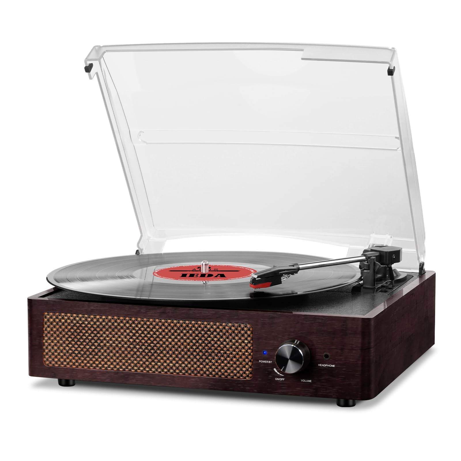 Vinyl Record Player Bluetooth Belt-Driven 3-Speed Turntable, Vintage Retro Record Players Built-in Stereo Speakers