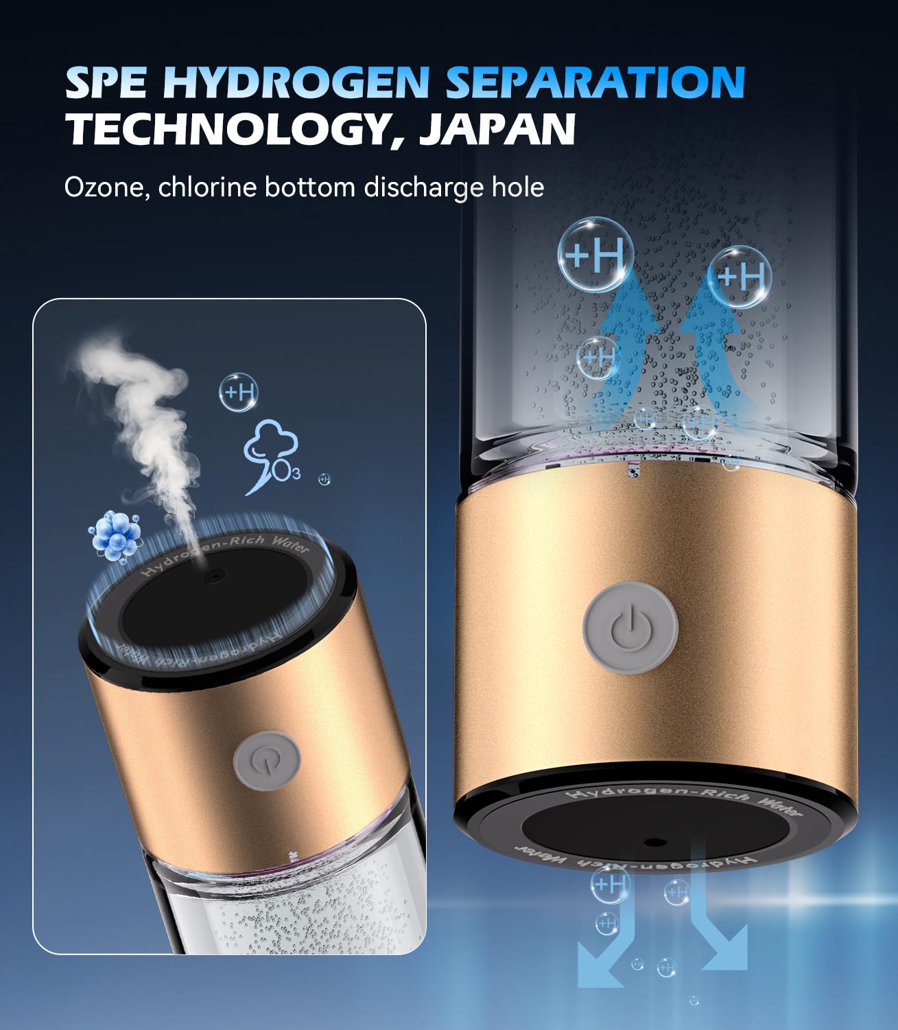 Upgrade 3-in-1 Hydrogen Water Bottle Generator - Industry TOP - 24-Hour Hydrogen Lock | 0 Chlorine & 0 Ozone | 100% Leak-Proof Seal, Hydrogen Water Bottle Generator