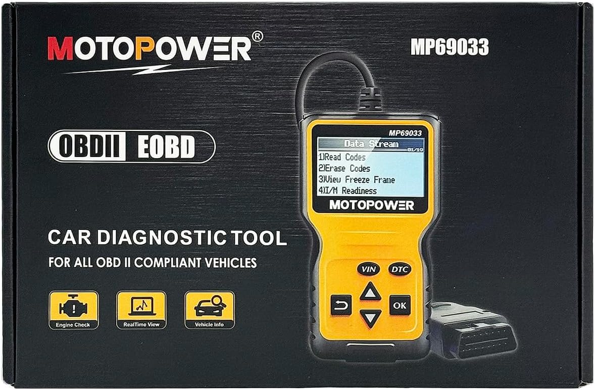 MOTOPOWER MP69033 OBD2 Scanner Universal Car Engine Fault Code Reader, CAN Diagnostic Scan Tool for All OBD II Protocol Cars