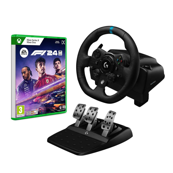 Logitech G G923 Racing Wheel and Pedals, TRUEFORCE up to 1000 Hz Force Feedback, Responsive Driving Design, Dual Clutch Launch Control, Genuine Leather Wheel Cover, for PS5, PS4, PC, Mac - Black