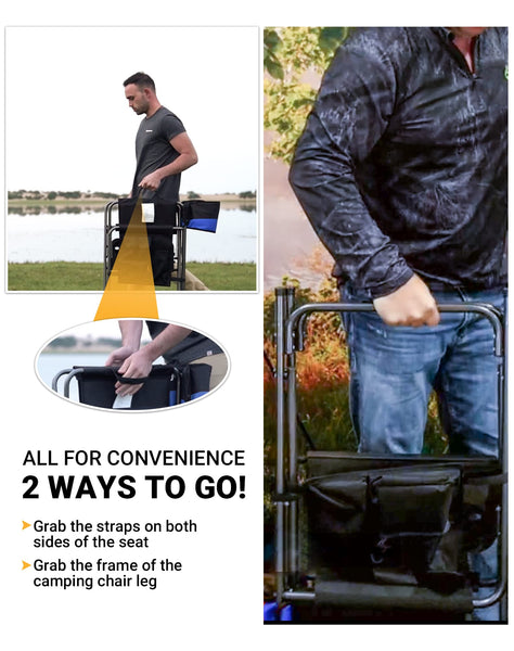 KingCamp Folding Camping Chairs for Adluts Heavy Duty Directors Chair with Cooler Bag and Side Table Support up to 150KG