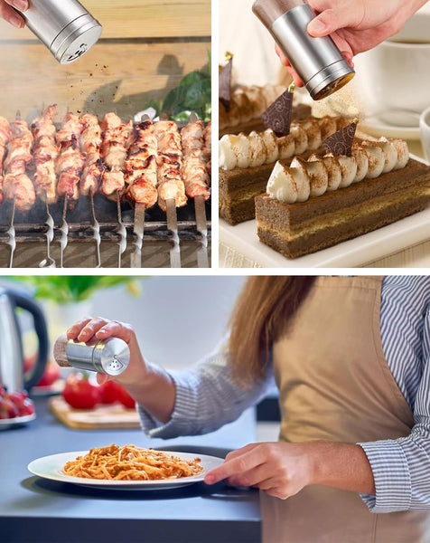 Salt and Pepper Grinder Set, Adjustable Coarseness Salt Shakers, Premium Ceramic Glass Body Salt and Pepper Mills [Without Spice Content]