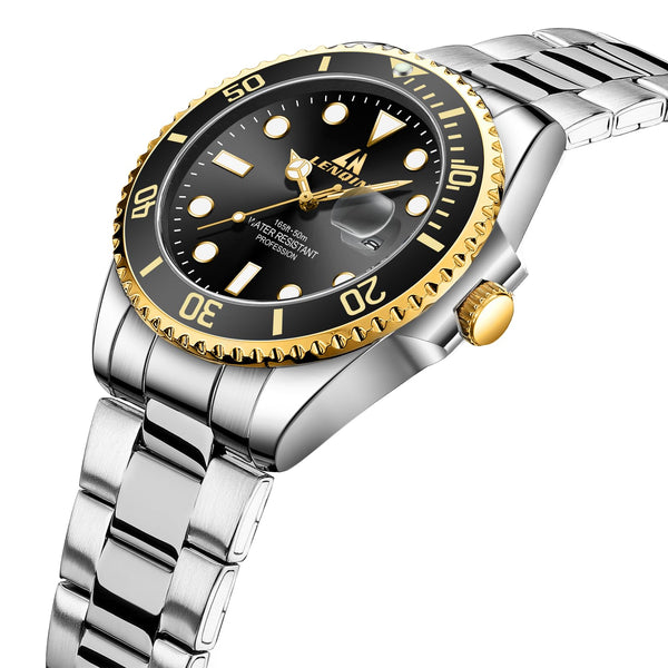 LN LENQIN Mens Watches Stainless Steel Watches Men Waterproof Analog Quartz Watch Men's Wrist Watches with Date Fashion Casual Man Watch