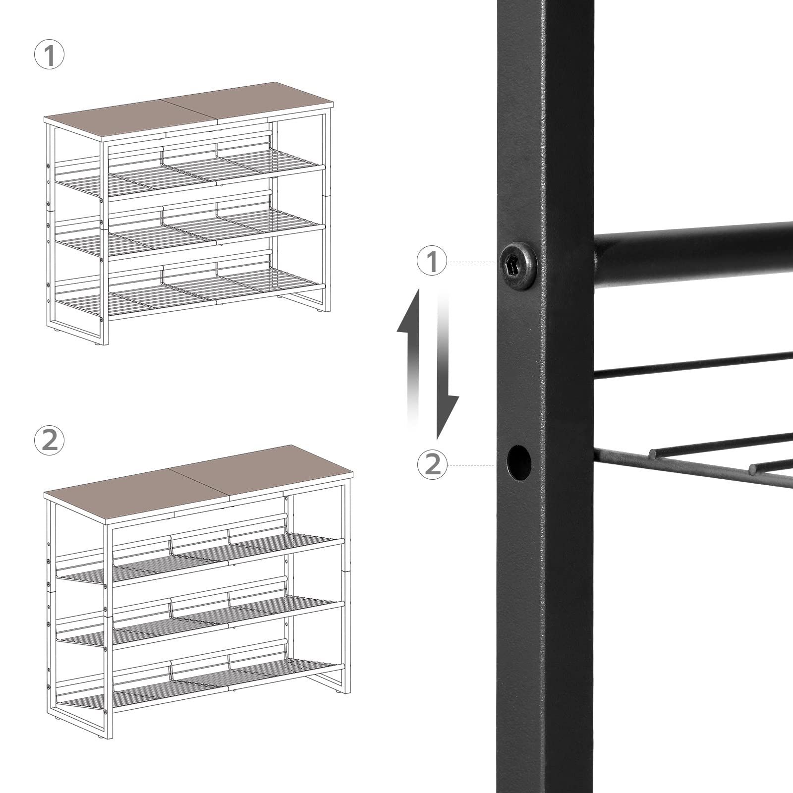 HOOBRO Shoe Rack, 4-Tier Shoe Organizer, Shoe Storage Shelves for 12-16 Pairs, Adjustable Metal Shelf, 75 x 29 x 59 cm, Industrial Shoe Rack for