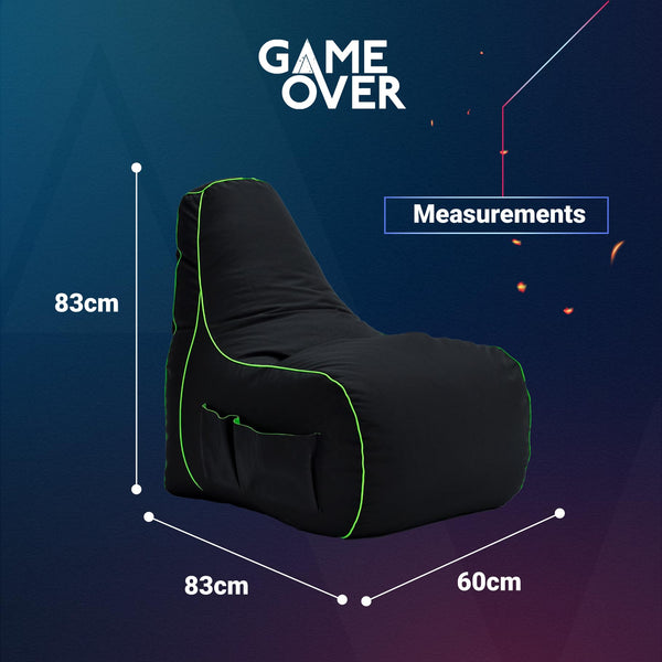 Game Over Lich Blade Video Gaming Bean Bag Chair | Indoor Living Room | Side Pockets for Controllers | Headset Holder | Ergonomic Design for the Dedicated Gamer