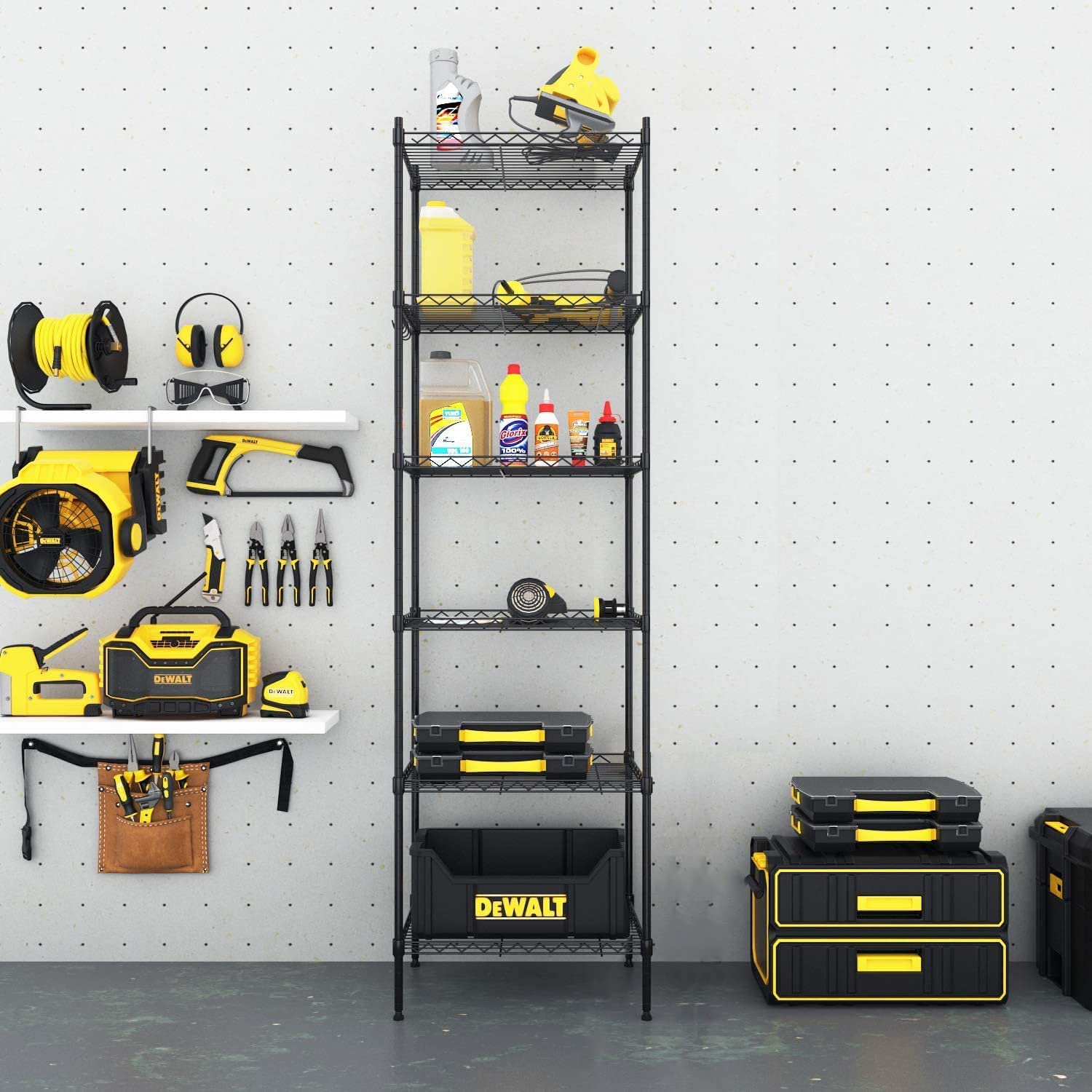 FTEYUET 6-Tier Metal Shelving Unit, Wire Shelving Unit, Kitchen Storage Unit Shelving Units for Storage, Heavy Duty Standing Shelf Units Shelves for