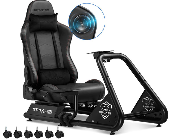 GTPLAYER Racing Simulator Cockpit with Seat, Sim Racing Cockpit Multi-function Adjustable Gaming Wheel Stand for G25 G27 G29 G920 G923 T300 PS5 PS4 Xbox, Without Wheel, Shifter & Pedals