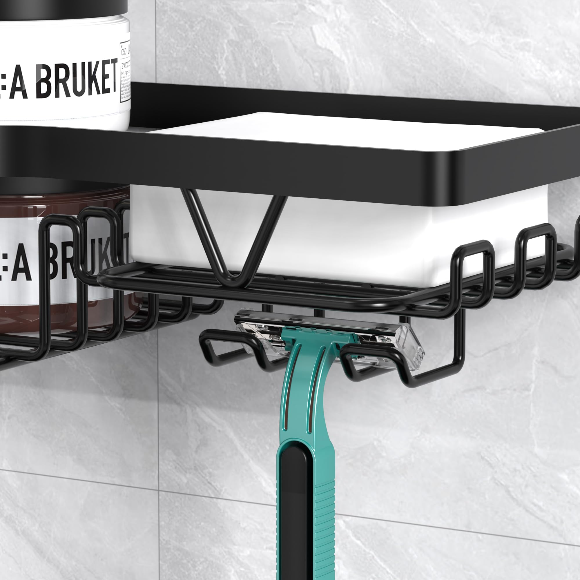 Kegii Telescopic Shower Caddy Corner - Stainless Steel Shower Shelf No Drilling Bathroom Caddy with Soap Holder and Hooks(White), On The Bath or Stand Up Shower