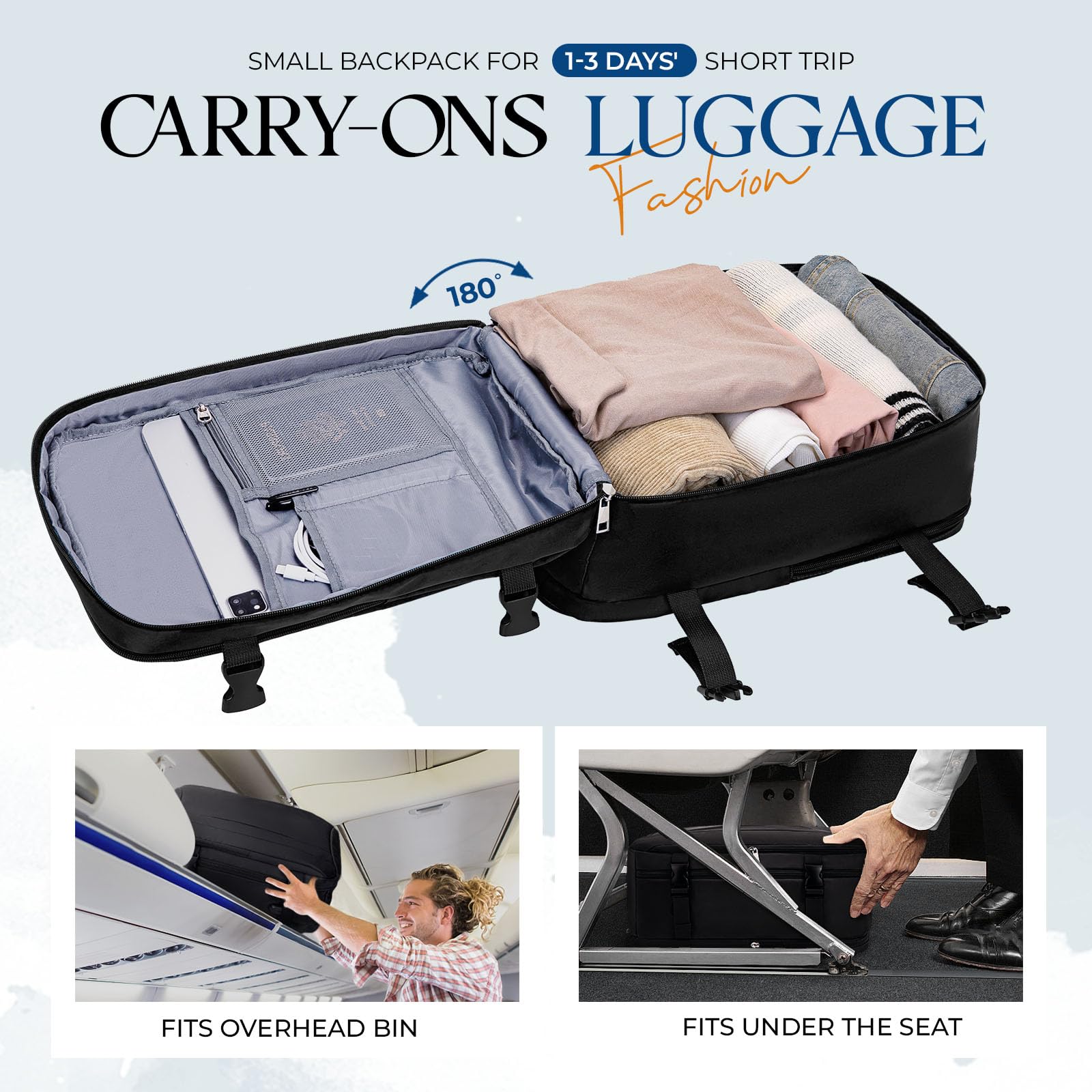 for Ryanair Cabin Bags 40x20x25 Underseat Bag,Small Travel Backpack Cabin Size Carry-ons for Women Men,Hand Luggage for Overnight,Casual Daypack with Laptop Compartment,Anti Theft Pocket