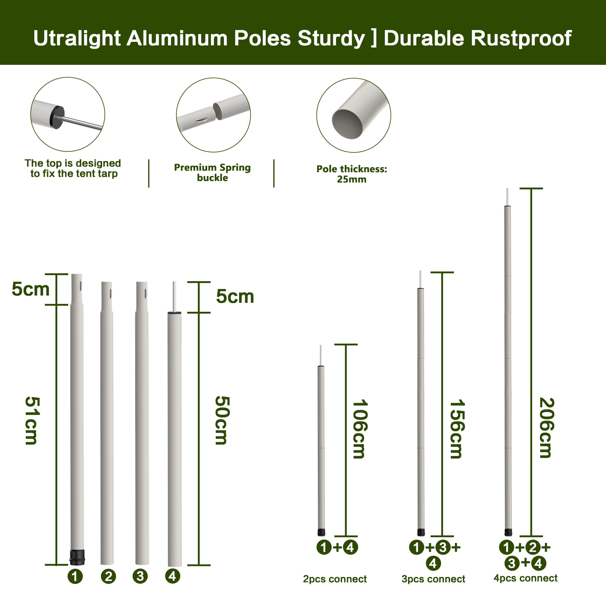 GEEDIAR Hammock Rain Fly Tent Tarp 300 x 300cm - PU3000MM-Anti-UV, Lightweight Waterproof Camping Shelter for Outdoor, Travel, Sunshade, Rain, Hammock - Poles Not Included (Dark Green)